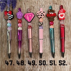 Handcrafted Pens Heart Bear Gnome Beaded Unique Artisan Gifts Office Accessories